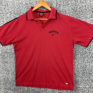 Nike Georgia Bulldogs Shirt Mens Large Red NCAA Football Dri Fit Polo Golf